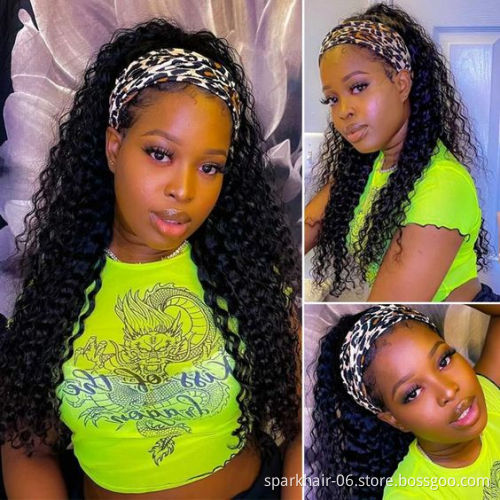 Wholesale Headband wigs Kinky Curly 150% Density Natural Color Human Hair for Black Women Machine Made Wig Wholesale Vendors